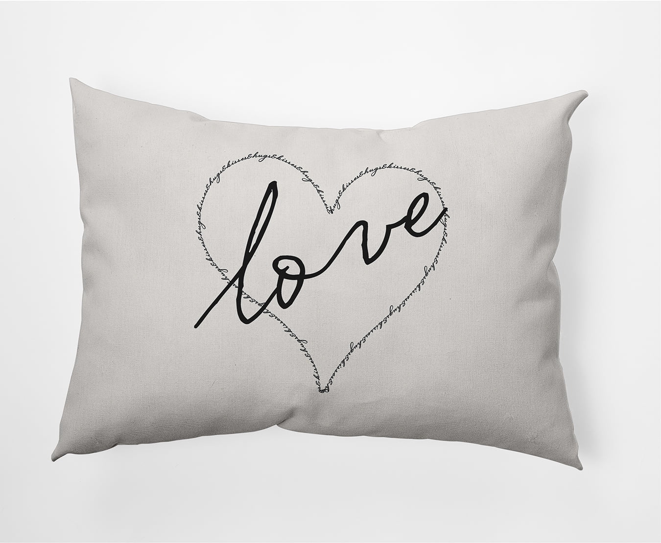 20"x14" Simply Daisy Valentines Love, Hugs & Kisses Poly Indoor/Outdoor Pillow, Black-White Qty 1