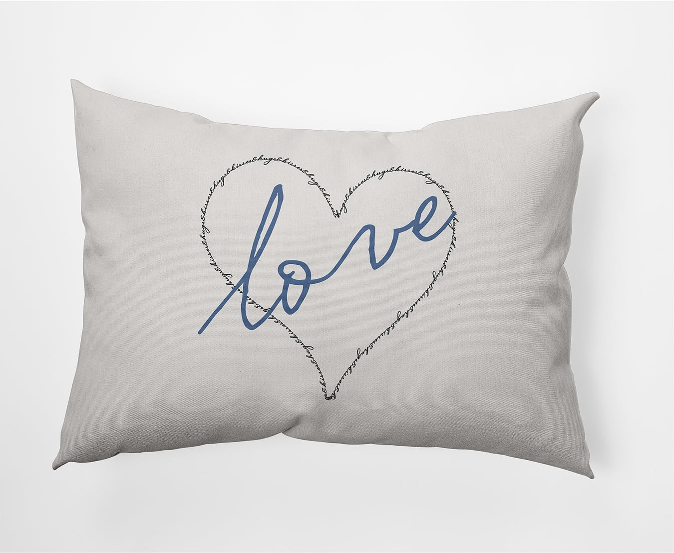 20"x14" Simply Daisy Valentines Love, Hugs & Kisses Poly Indoor/Outdoor Pillow, Blue Qty 1