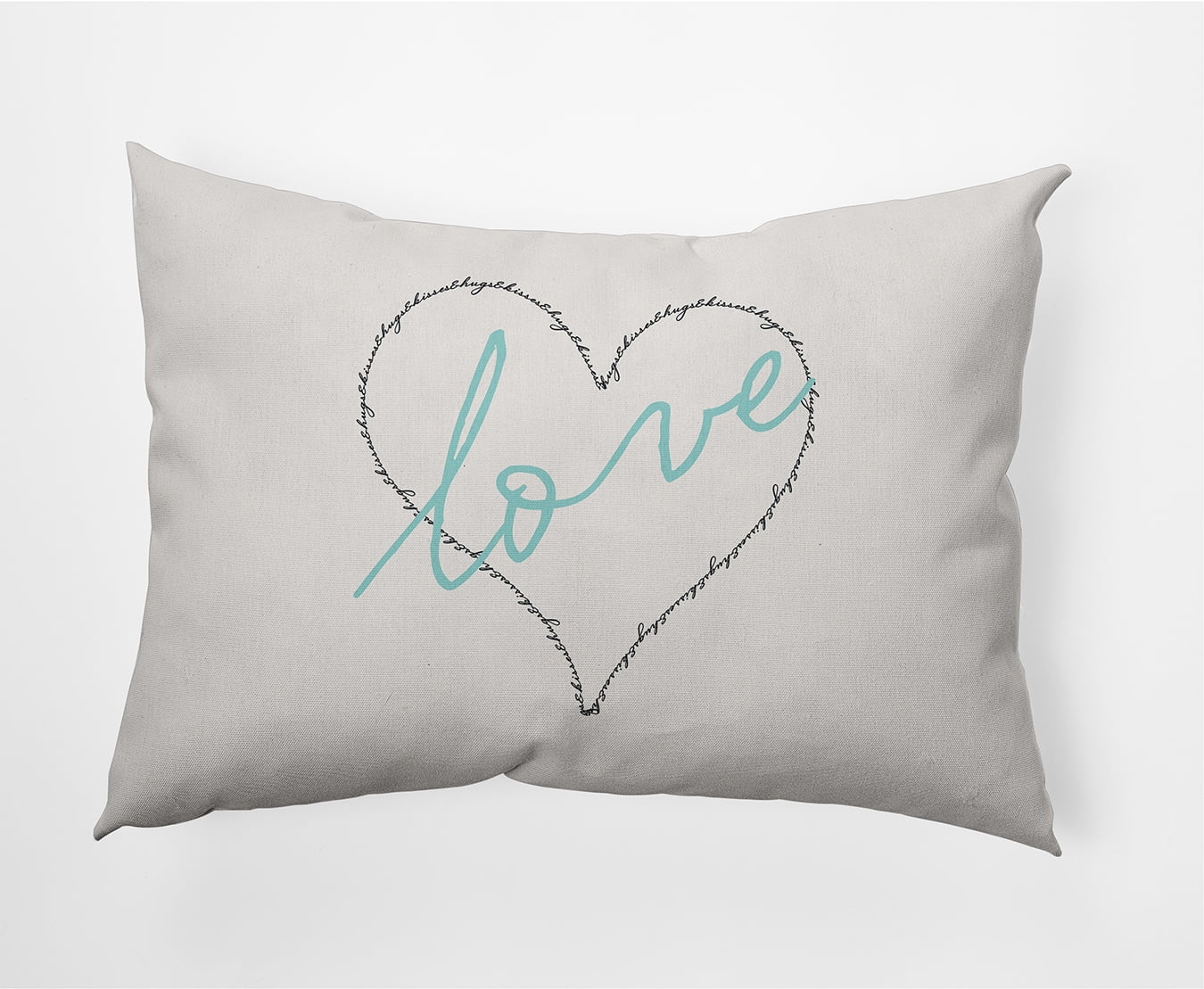 20"x14" Simply Daisy Valentines Love with Hugs & Kisses Poly Accent Pillow, Blue Qty 1