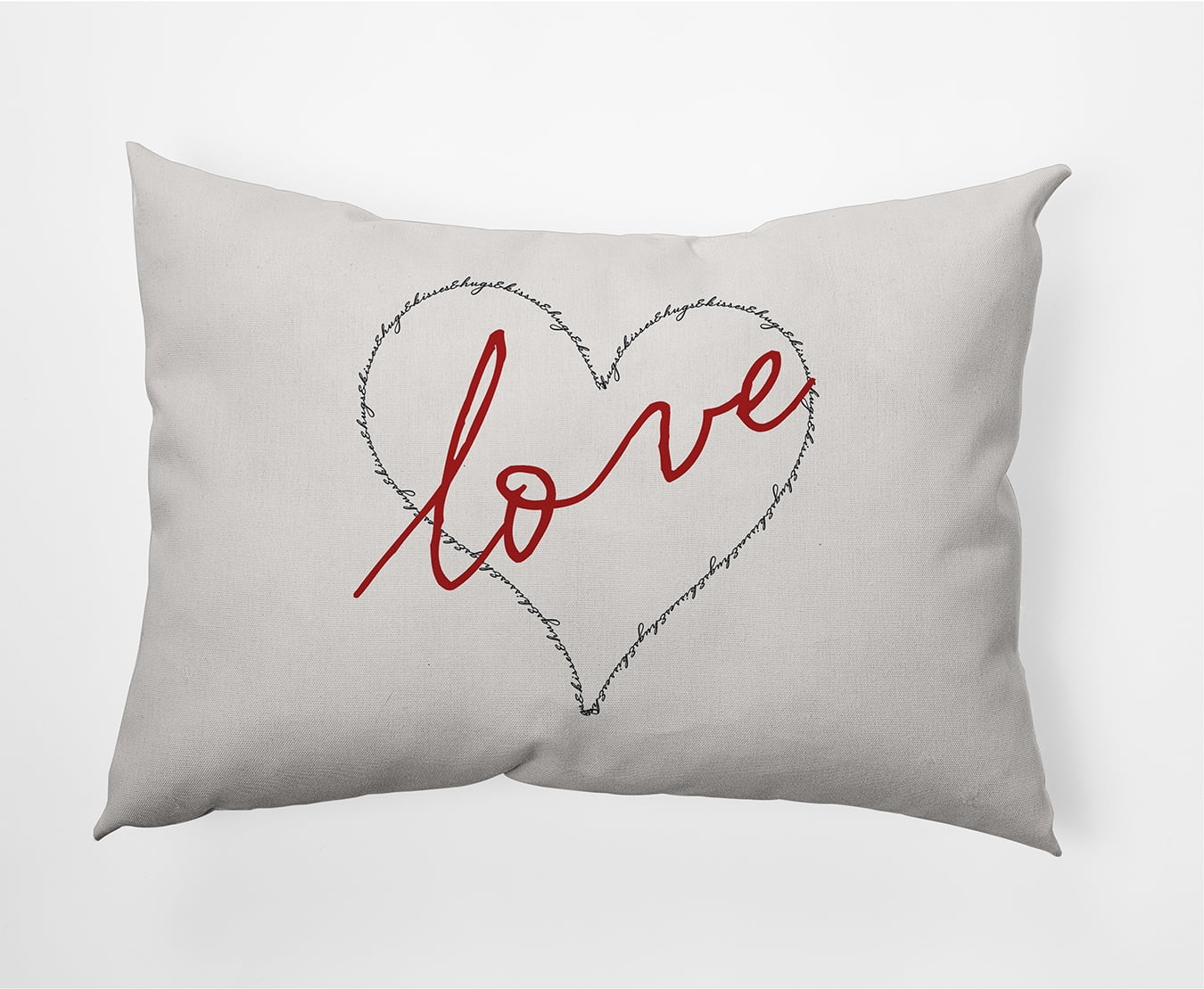 20"x14" Simply Daisy Valentines Love with Hugs & Kisses Poly Accent Pillow, Red Qty 1