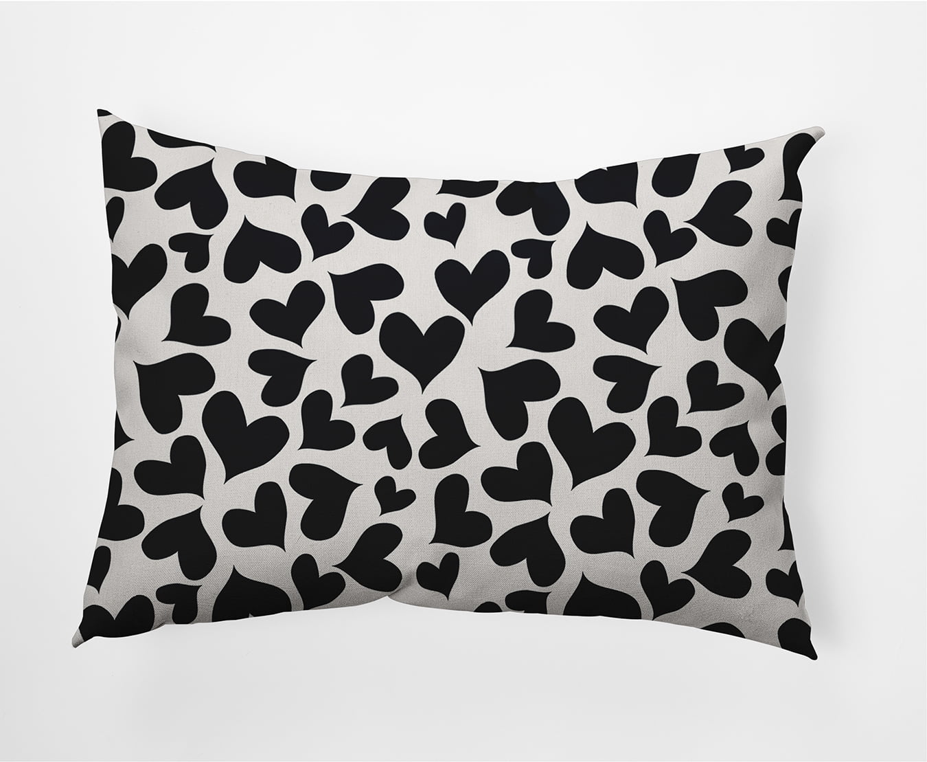 20"x14" Simply Daisy Valentines Patterned Hearts Poly Indoor/Outdoor Pillow, Black-White Qty 1