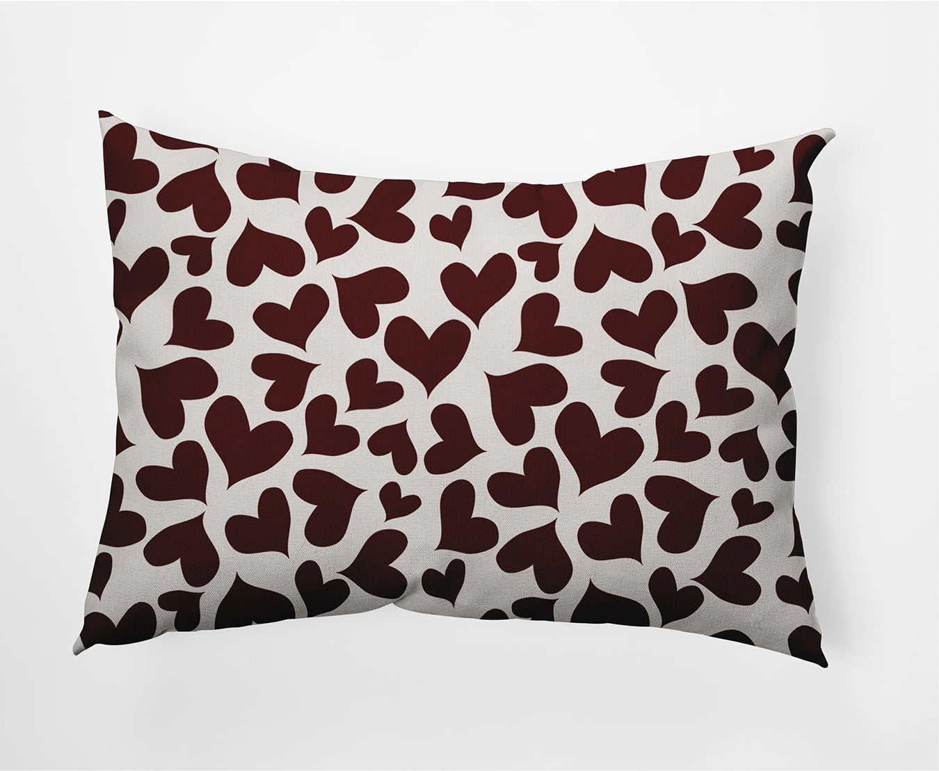 20"x14" Simply Daisy Valentines Patterned Hearts Poly Indoor/Outdoor Pillow, Maroon Qty 1