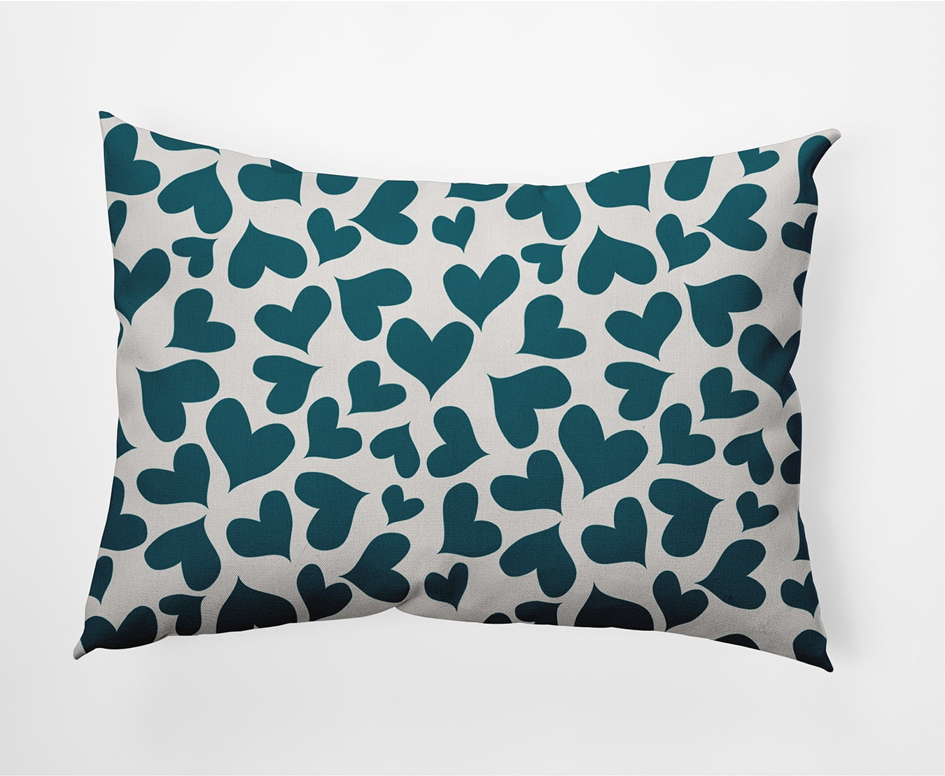20"x14" Simply Daisy Valentines Patterned Hearts Poly Indoor/Outdoor Pillow, Teal Qty 1