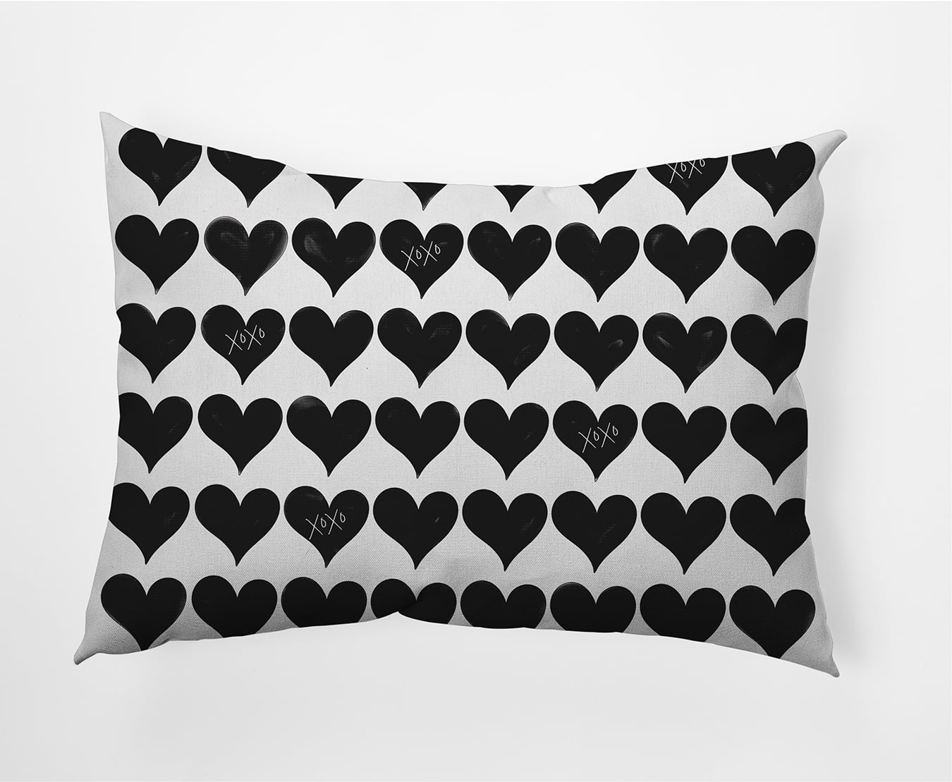 20"x14" Simply Daisy Valentines XOXO Colored Hearts Poly Accent Pillow, Black-White Qty 1