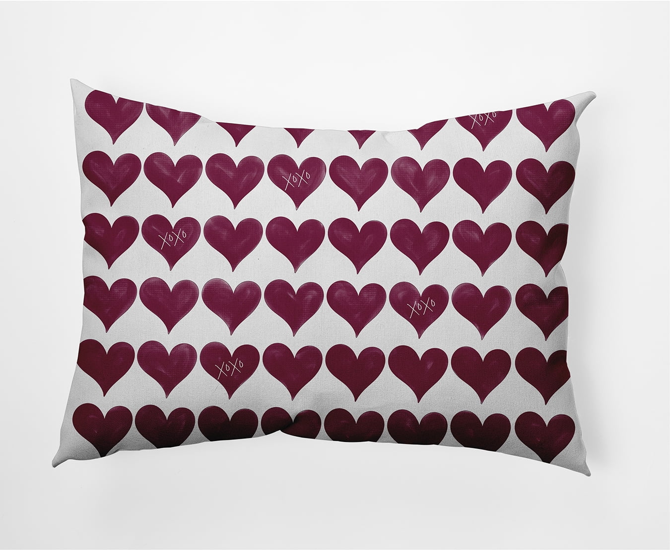 20"x14" Simply Daisy Valentines XOXO Colored Hearts Poly Accent Pillow, Magenta Qty 1
