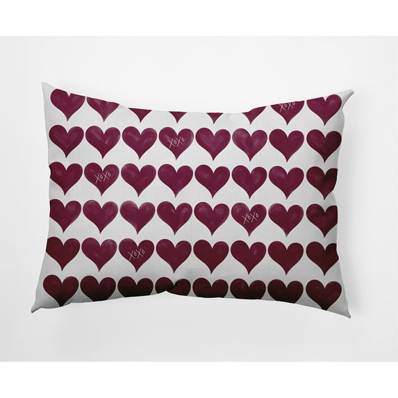 20"x14" Simply Daisy Valentines XOXO Colored Hearts Poly Accent Pillow, Magenta Qty 1
