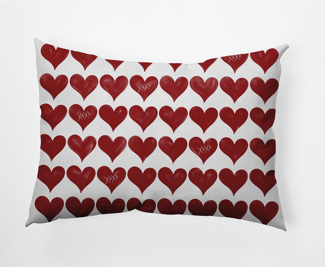 20"x14" Simply Daisy Valentines XOXO Colored Hearts Poly Indoor/Outdoor Pillow, Red Qty 1