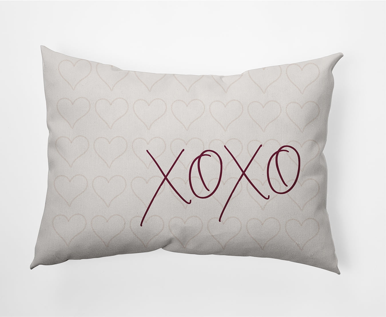 20"x14" Simply Daisy Valentines XOXO with Hearts Poly Accent Pillow, Magenta Qty 1