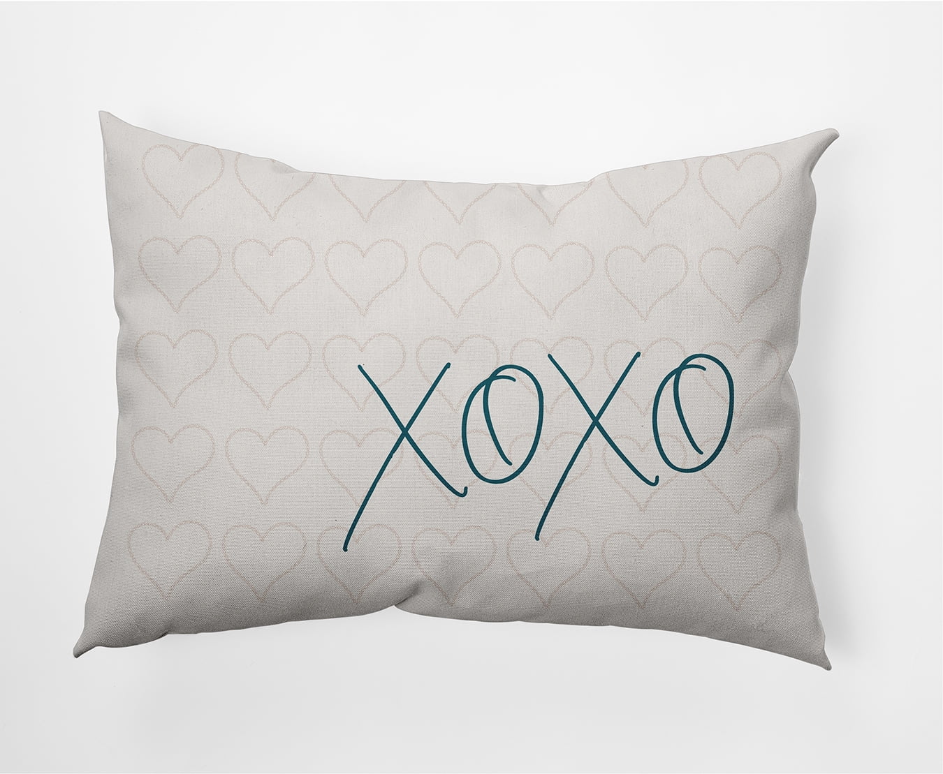 20"x14" Simply Daisy Valentines XOXO with Hearts Poly Indoor/Outdoor Pillow, Teal Qty 1