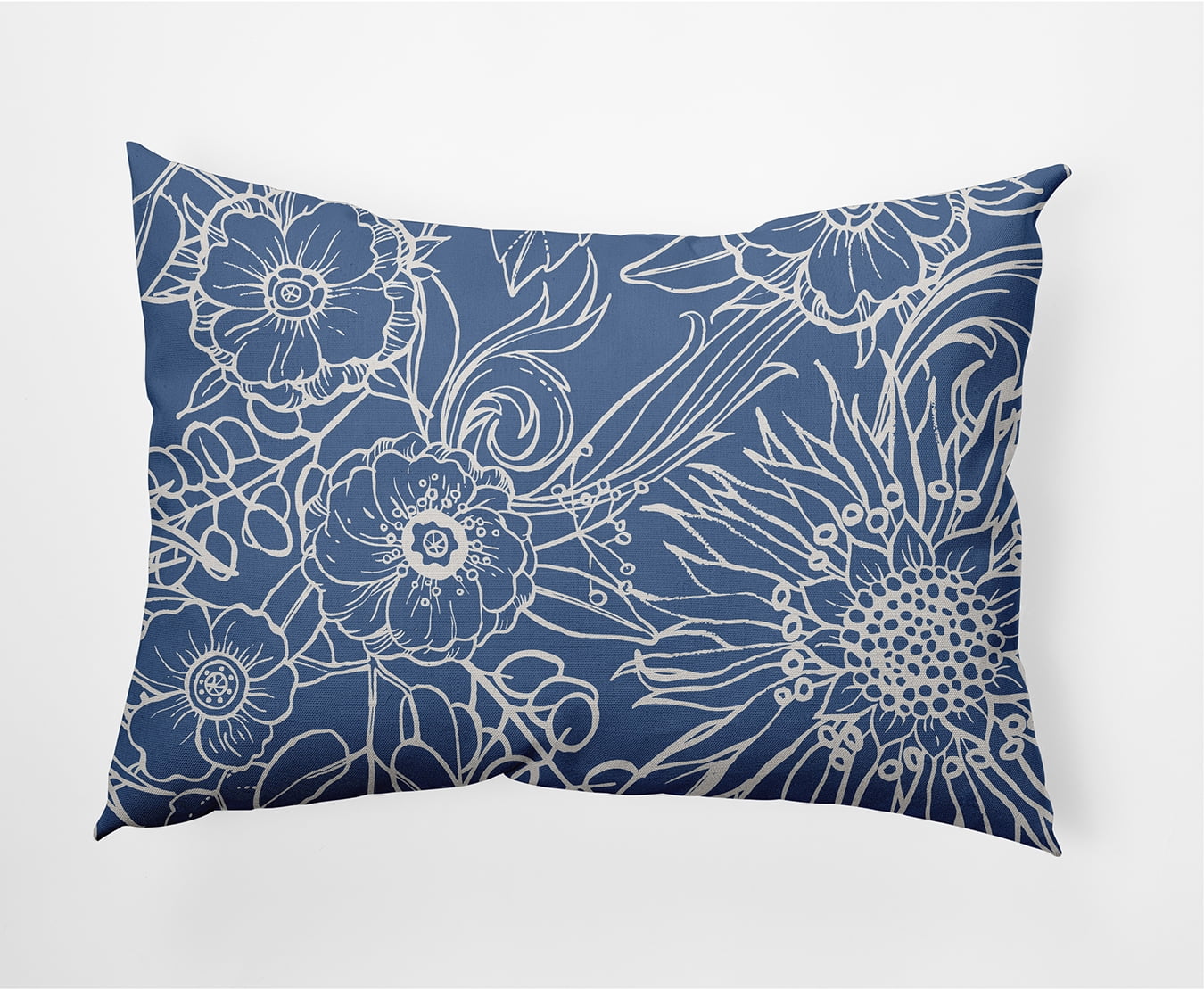 20"x14" Simply Daisy Zentangle Poly Indoor/Outdoor Pillow, Blue Qty 1