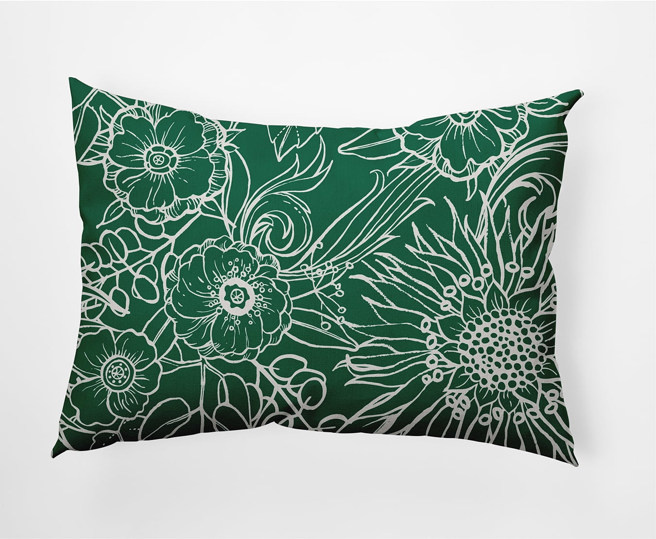 20"x14" Simply Daisy Zentangle Poly Indoor/Outdoor Pillow, Green Qty 1