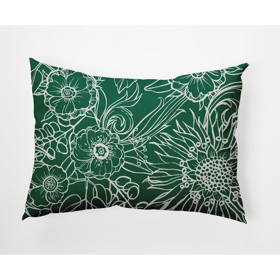 20"x14" Simply Daisy Zentangle Poly Indoor/Outdoor Pillow, Green Qty 1