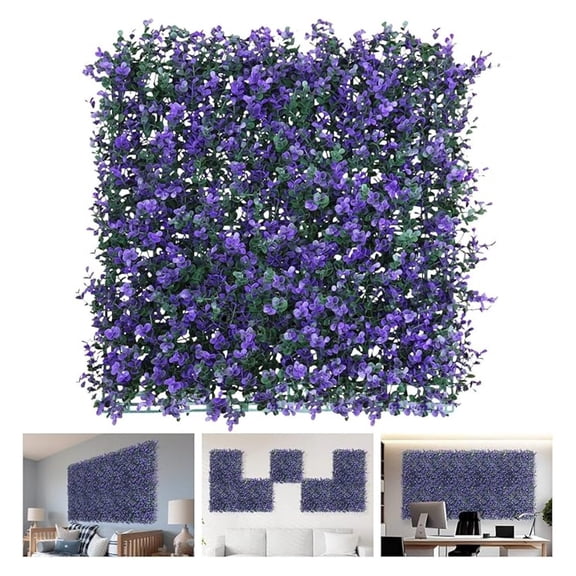 20"x20"-10PC Artificial Greenery Boxwood Panels Grass , Faux Privacy Fence Screens Backdrop Fake Hedge for Indoor Outdoor Wedding Décor, Lavender Boxwood Panel