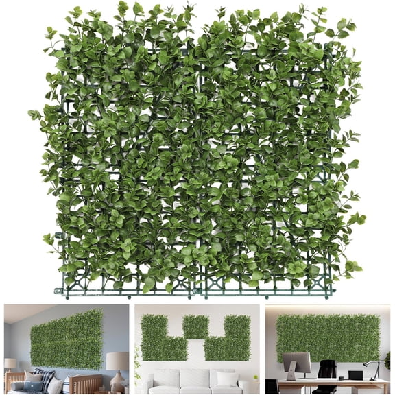 20"x20"-18PC Artificial Greenery Boxwood Panels Grass Wall Panel, Faux Privacy Fence Ivy Screens Backdrop Fake Hedge for Indoor Outdoor Wedding Dcor, Olive Reineckea carnea Panel