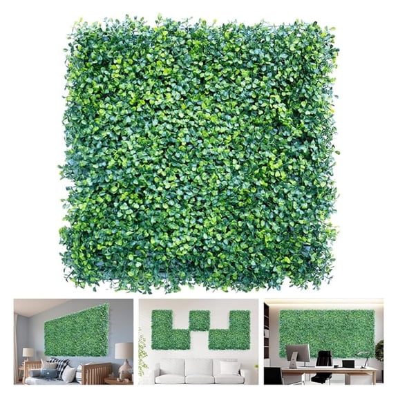20"x20"-3PC Artificial Greenery Boxwood Panels Grass , Faux Privacy Fence Screens Backdrop Fake Hedge for Indoor Outdoor Wedding Dcor, Dark Boxwood Double Color