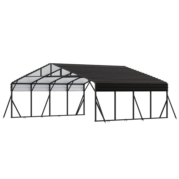 20' x 20' Metal Carport, Heavy Duty Carport with Steel Panels, All-Weather & Snow Load Protection Canopy for Car, Boat, Truck Shelter