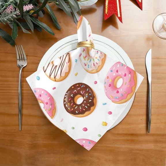 20"x20" Satin Dinner Napkin Cute Donut Pattern Table Napkins for Tableware Decoration 1 Pack