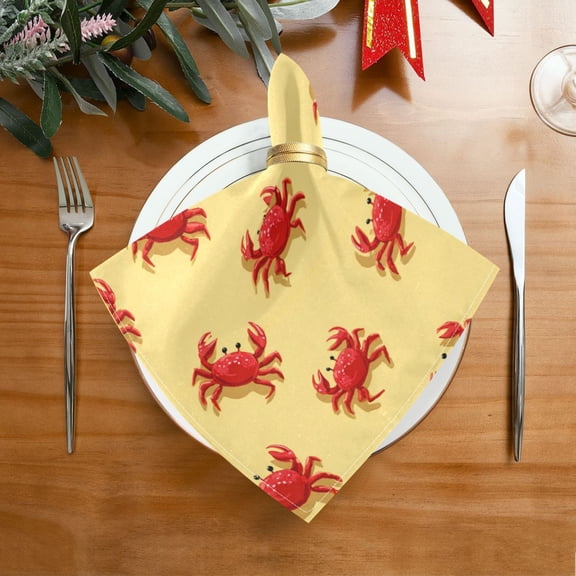 20"x20" Satin Dinner Napkin Cute Red Crabs Pattern Table Napkins for Wedding Birthday Restaurant Party Tableware Decoration 1 Pack
