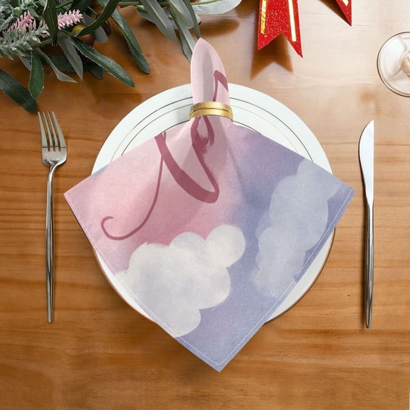 20"x20" Satin Dinner Napkin Gentle Clouds and Flying Birds Table Napkins for Wedding Birthday Restaurant Party Tableware Decoration 1 Pack