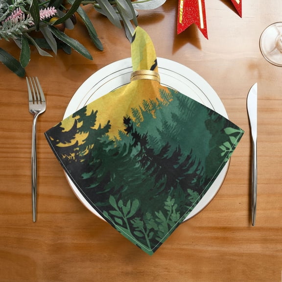 20"x20" Satin Dinner Napkin Green and Yellow Sunset Table Napkins for Wedding Birthday Restaurant Party Tableware Decoration 1 Pack