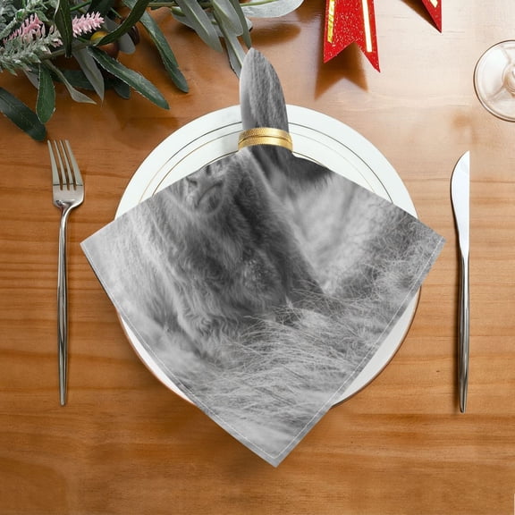 20"x20" Satin Dinner Napkin Grey Highland Cattle Table Napkins for Wedding Birthday Restaurant Party Tableware Decoration 1 Pack