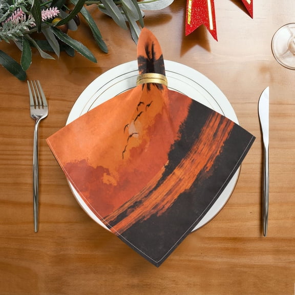 20"x20" Satin Dinner Napkin Magnificent Sunset Scene Table Napkins for Wedding Birthday Restaurant Party Tableware Decoration 1 Pack