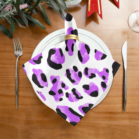 20"x20" Satin Dinner Napkin Neon Purple Leopard Print Table Napkins for Wedding Birthday Restaurant Party Tableware Decoration 1 Pack