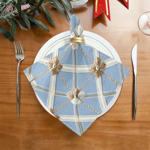 20"x20" Satin Dinner Napkin Small Brown Bows Table Napkins for Tableware Decoration 1 Pack