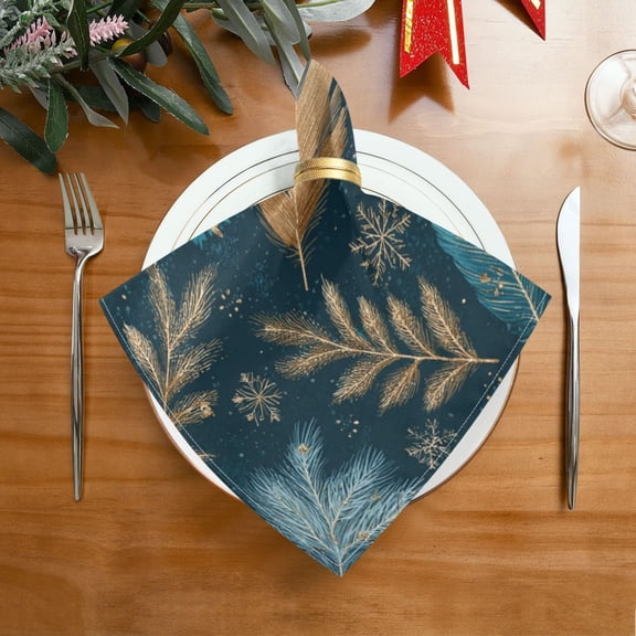 20"x20" Satin Dinner Napkin Snowflake and Feather Pattern Table Napkins for Wedding Birthday Restaurant Party Tableware Decoration 1 Pack
