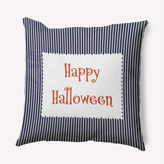 20"x20" Simply Daisy Halloween Happy Halloween Ticking Poly Accent Pillow, Navy Qty 1, All Ages