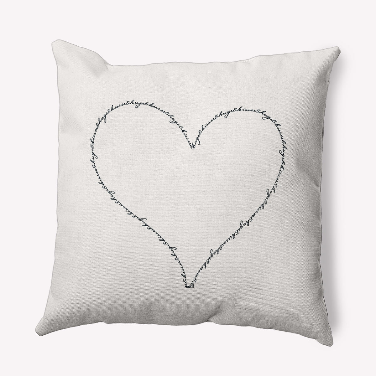 20"x20" Simply Daisy Hugs & Kisses Heart Poly Indoor/Outdoor Pillow, Black-White Qty 1