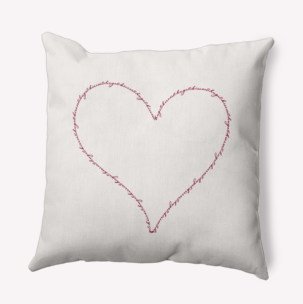 20"x20" Simply Daisy Hugs & Kisses Heart Poly Indoor/Outdoor Pillow, Magenta Qty 1