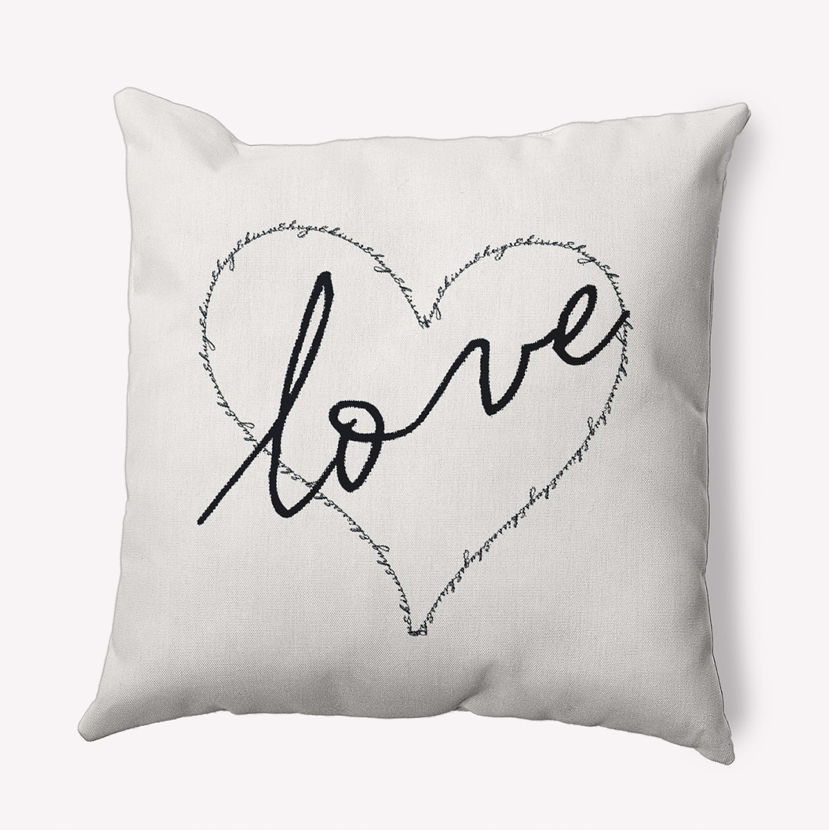 20"x20" Simply Daisy Valentines Love, Hugs & Kisses Poly Accent Pillow, Black-White Qty 1