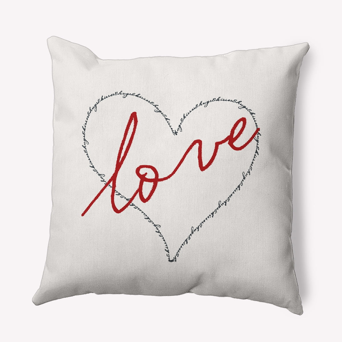 20"x20" Simply Daisy Valentines Love, Hugs & Kisses Poly Indoor/Outdoor Pillow, Red Qty 1