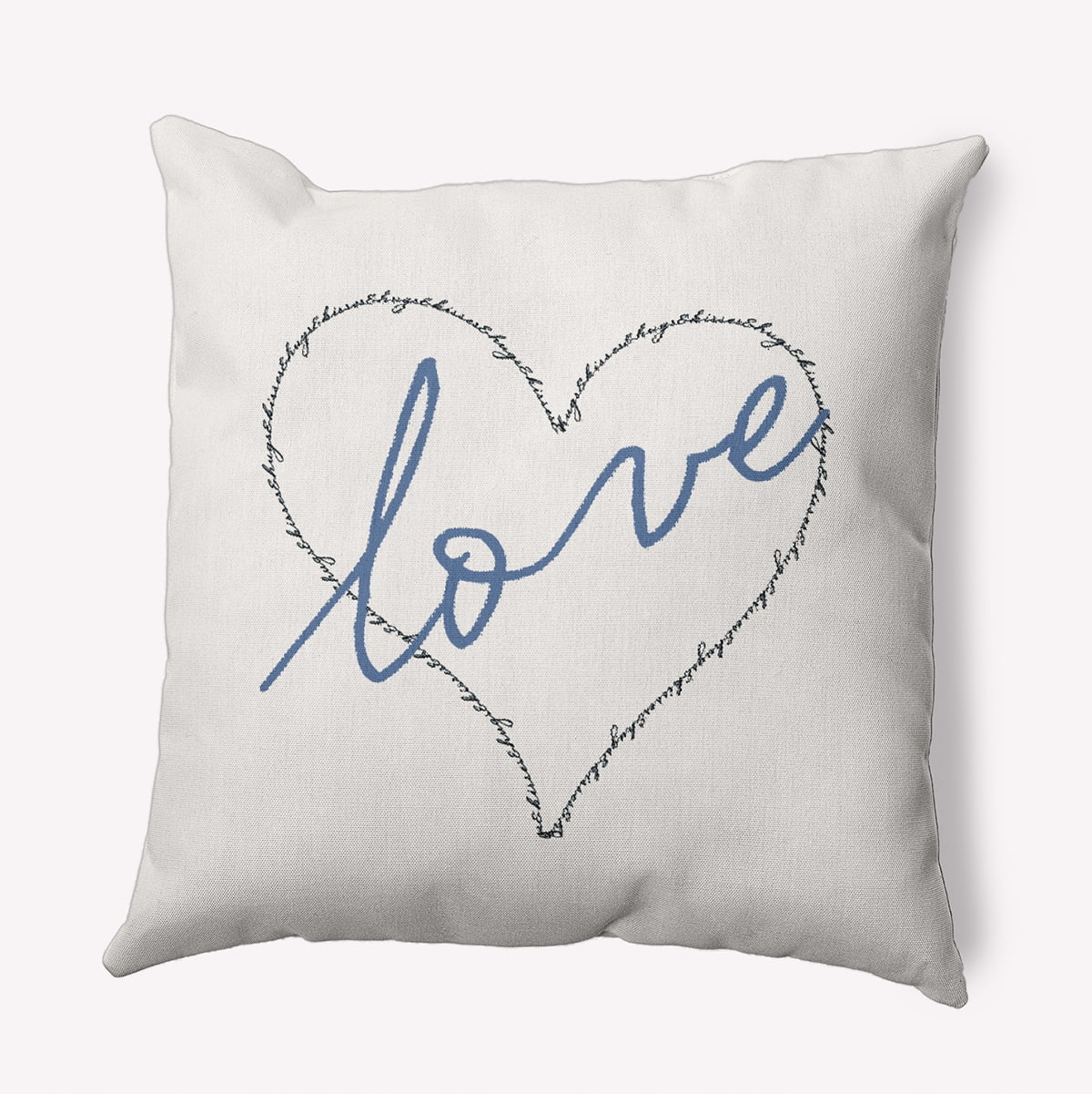 20"x20" Simply Daisy Valentines Love with Hugs & Kisses Poly Accent Pillow, Blue Qty 1