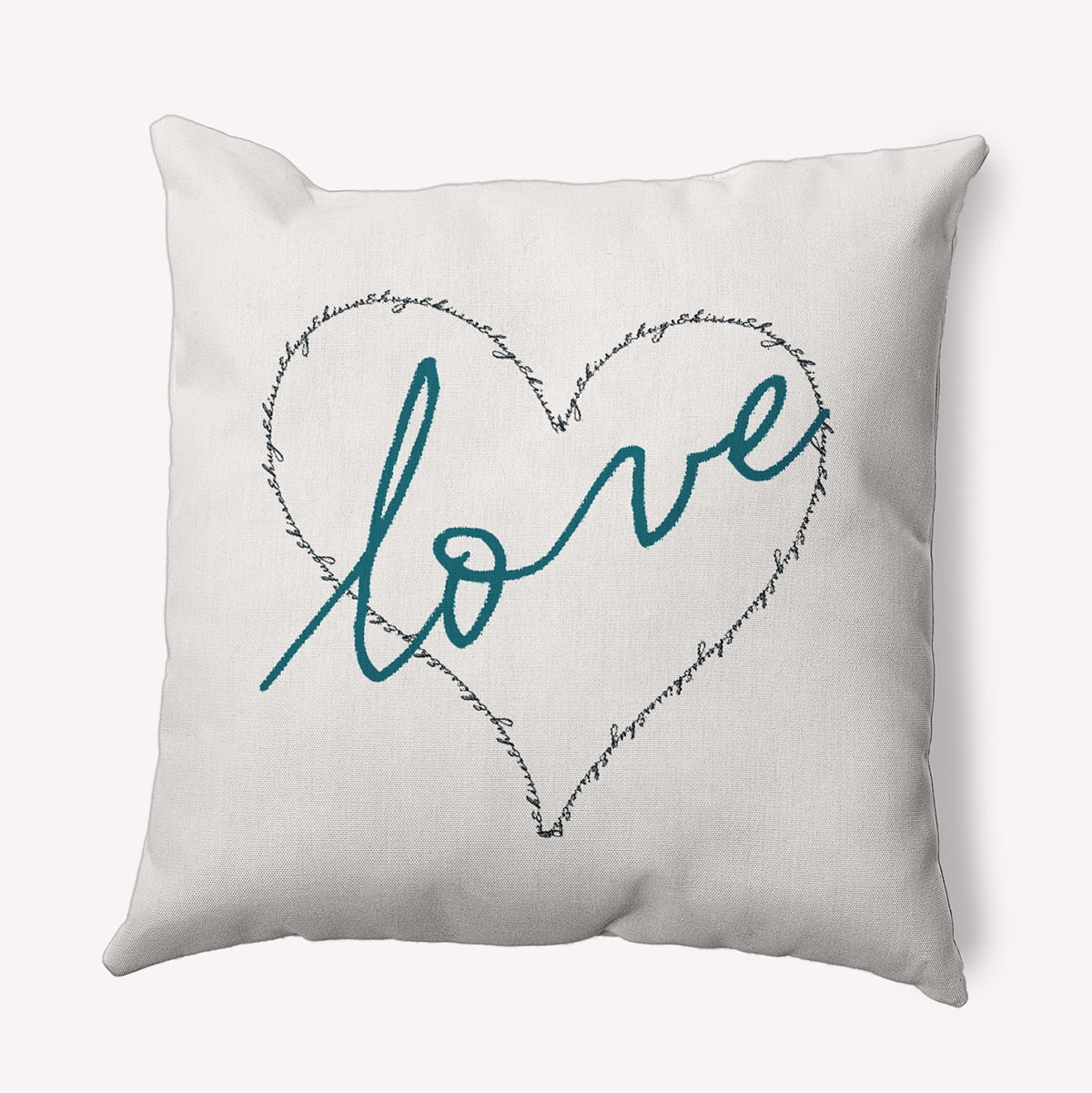 20"x20" Simply Daisy Valentines Love with Hugs & Kisses Poly Accent Pillow, Teal Qty 1