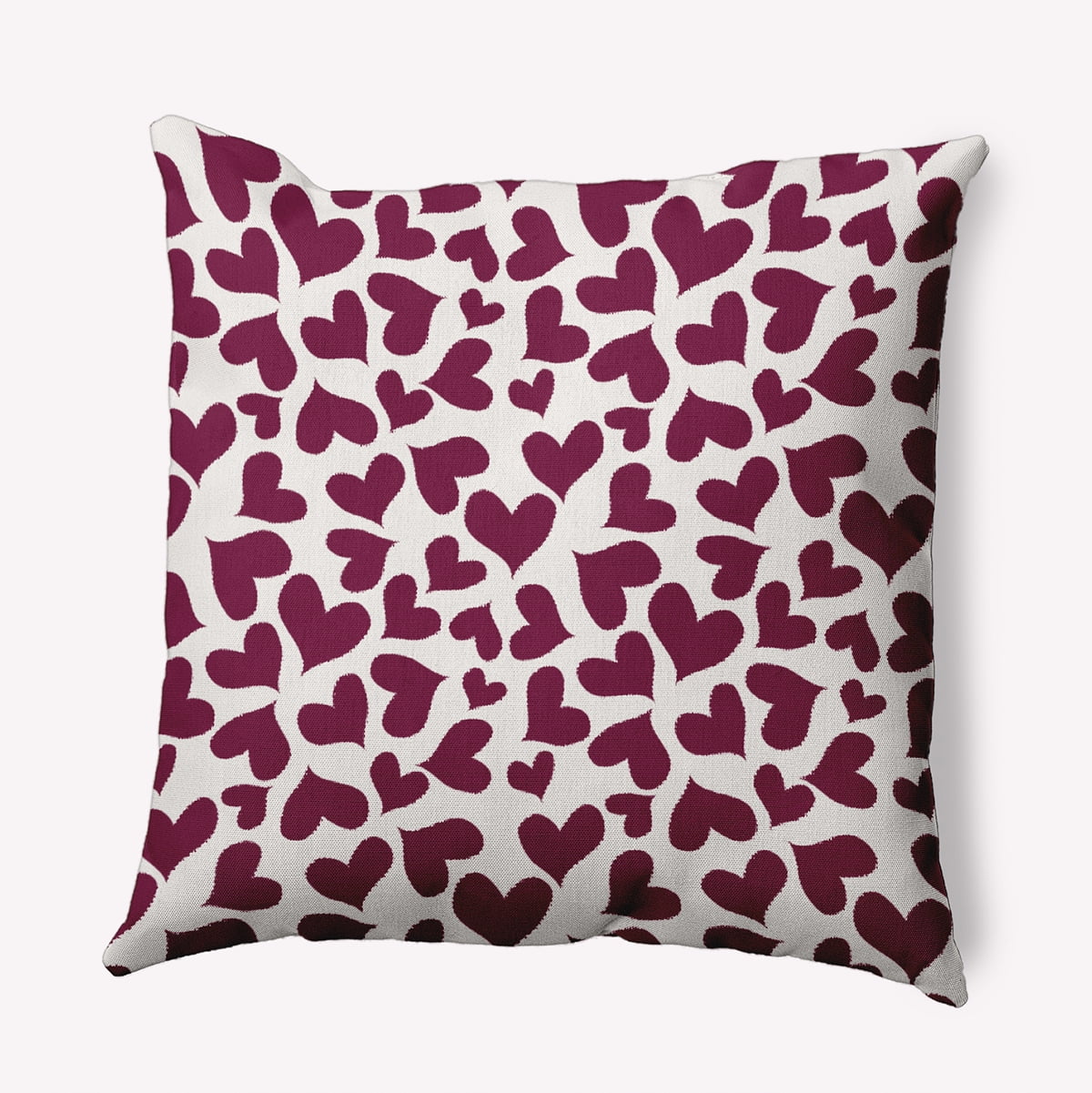 20"x20" Simply Daisy Valentines Patterned Hearts Poly Indoor/Outdoor Pillow, Magenta Qty 1