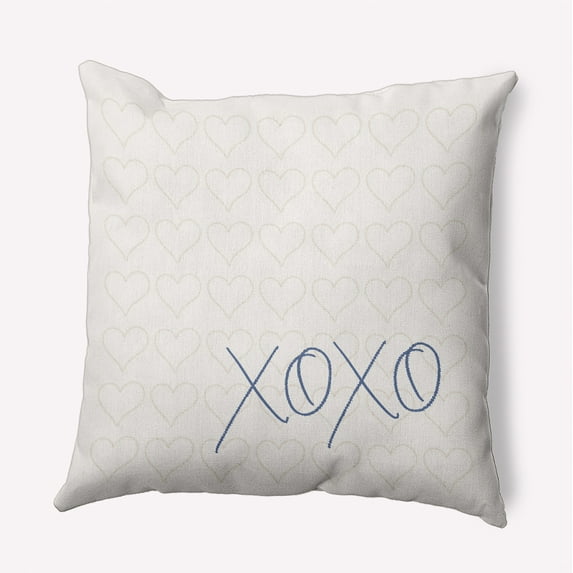 20"x20" Simply Daisy Valentines XOXO with Hearts Poly Indoor/Outdoor Pillow, Blue Qty 1