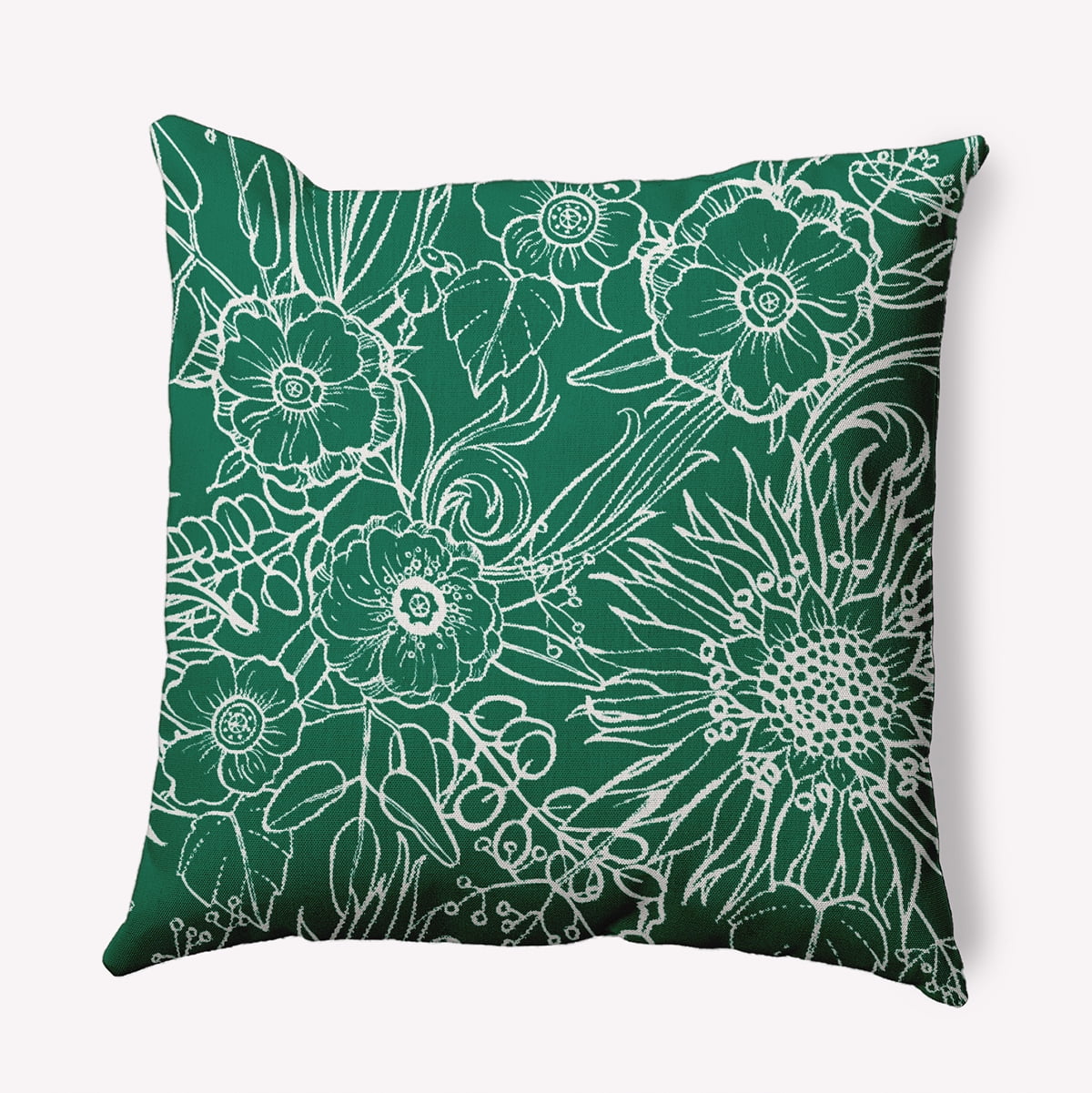 20"x20" Simply Daisy Zentangle Poly Accent Pillow, Green Qty 1