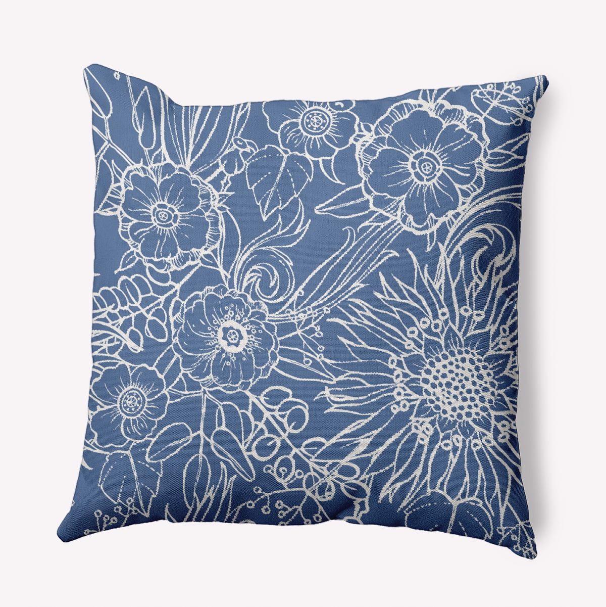 20"x20" Simply Daisy Zentangle Poly Indoor/Outdoor Pillow, Blue Qty 1