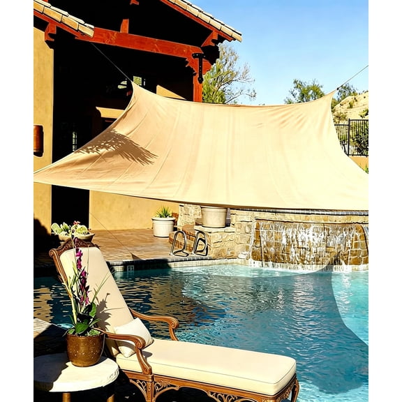 20'x20' Square Desert Sand Sun Shade Sail for Patio, Garden, Pergola