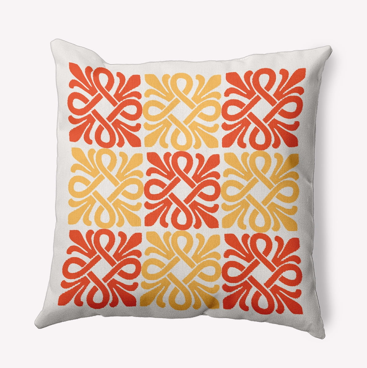 20"x20" Square Simply Daisy Tiki Square Poly Indoor/Outdoor Pillow, Bright Orange Qty 1