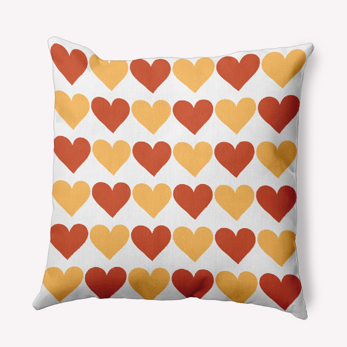 20"x20" Square Simply Daisy Valentines Alternating Hearts Poly Indoor/Outdoor Pillow, Yellow Qty 1