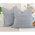 thumbnail image 1 of 20 x20 inches Gray Cotton Pillow Covers  / Woven Stripes Patterned Modern Cushion Covers / Simple Throw Pillow Cases Contemporary Luxury  Sofa, Couch, Bed, Set of 2, 1 of 14