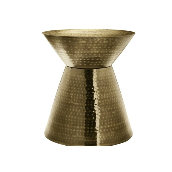 20"x20"x22" Gold Metal Drum Table - Modern Accent For Bedroom & Living Room Side End 20" Square, 22" High