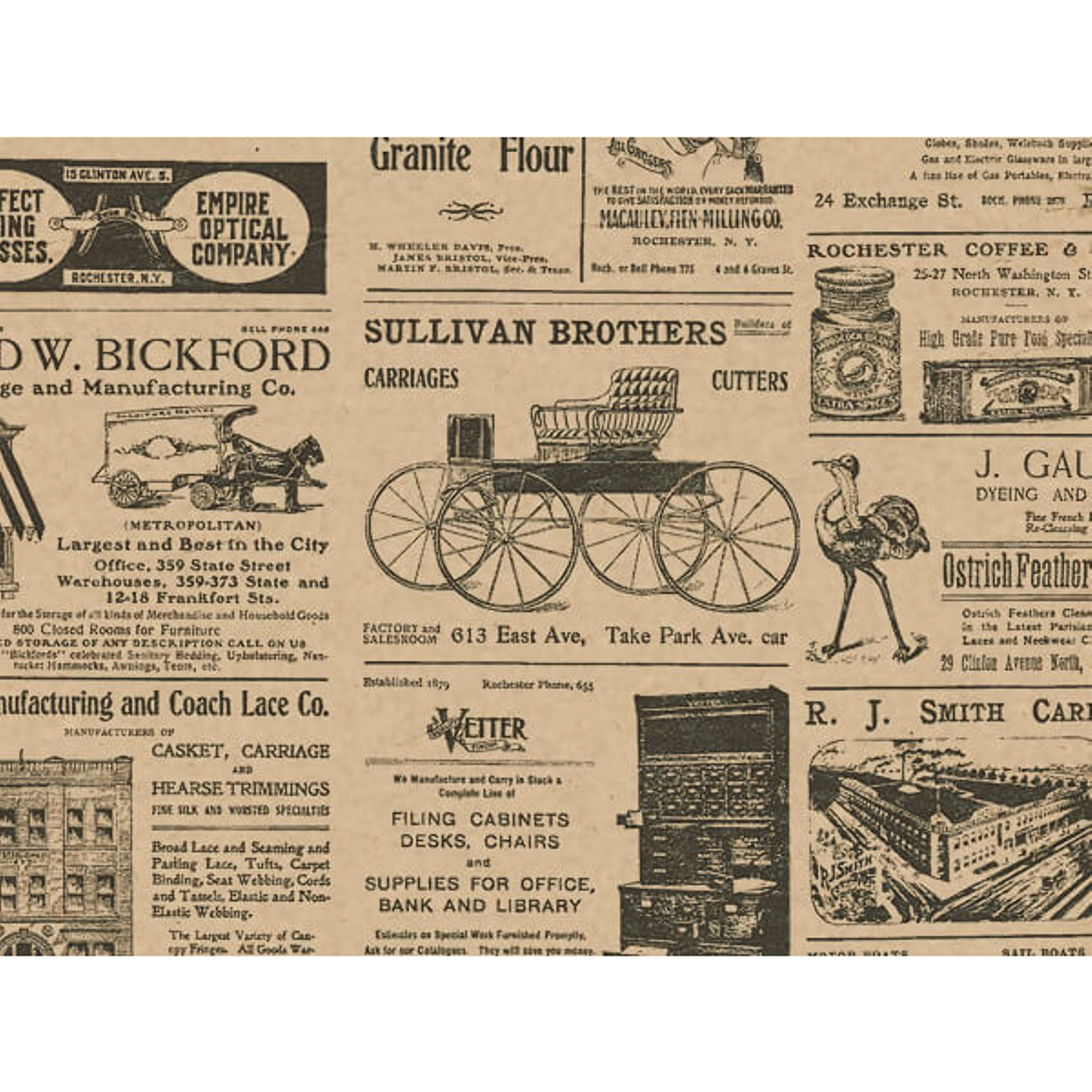 20"x30" Antique Newsprint Kraft Tissue Paper - 24 Sheets (p1113)