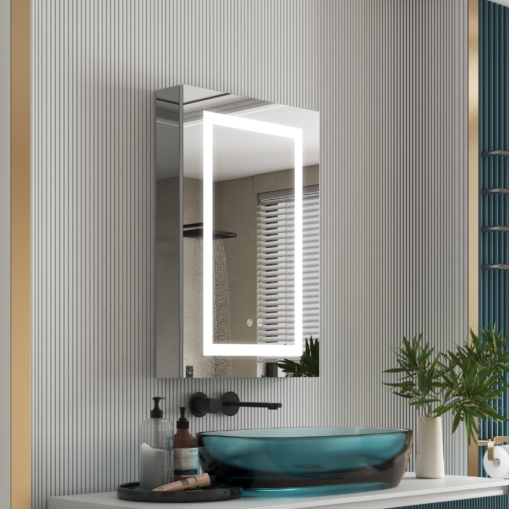 20"x30" Bathroom LED Mirror Medicine Cabinet with Defogger, Dimmer ...