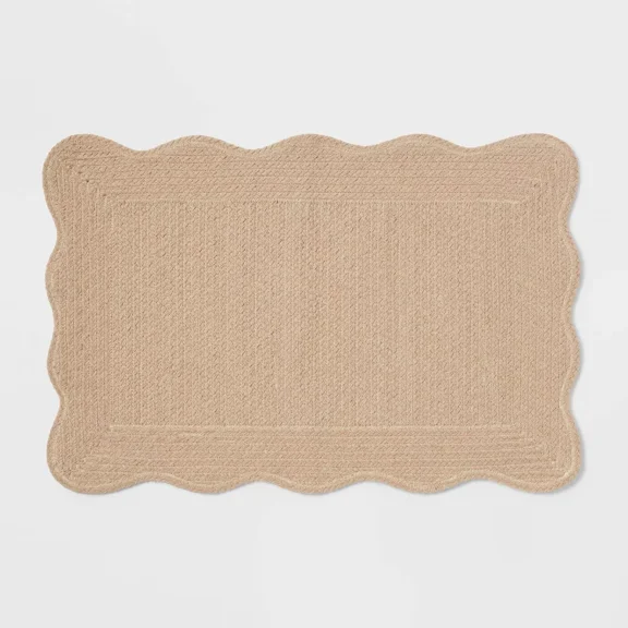 20"x30" Coastal Scallop Edge Bath Rug Cream