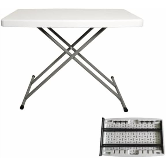 20"x30" Personal Mini Folding Table, Multifunctional Small Portable Foldable Table,Compact and Height Adjustable,White.$$Garden & Patio