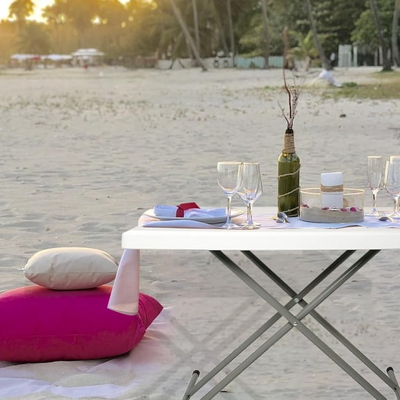 20"x30" Personal Mini Folding Table, Multifunctional Small Portable Foldable Table, Compact and Height Adjustable, White